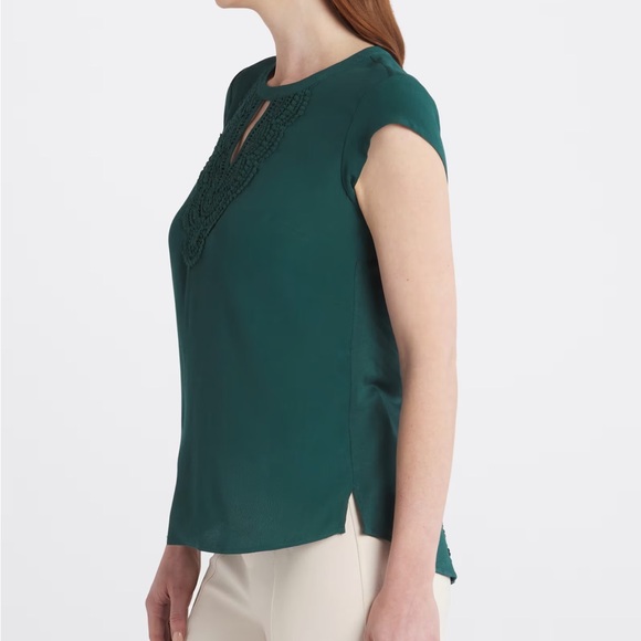 Daniel Rainn - Quin Cap Sleeve Mixed Material Top. Size XXL. Green. NWT - Picture 3 of 16